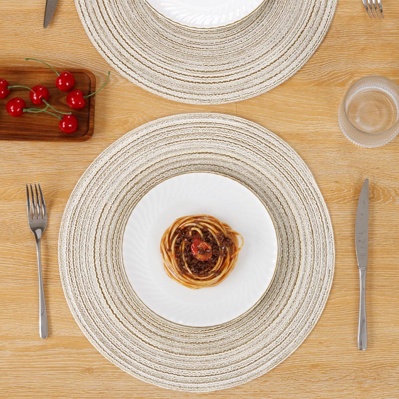 SHACOS Placemats Set of 8 Round Braided Place Mats 15 inch Washable Table Mats for Home Wedding Holiday Party (Ivory, 8) - Image 3